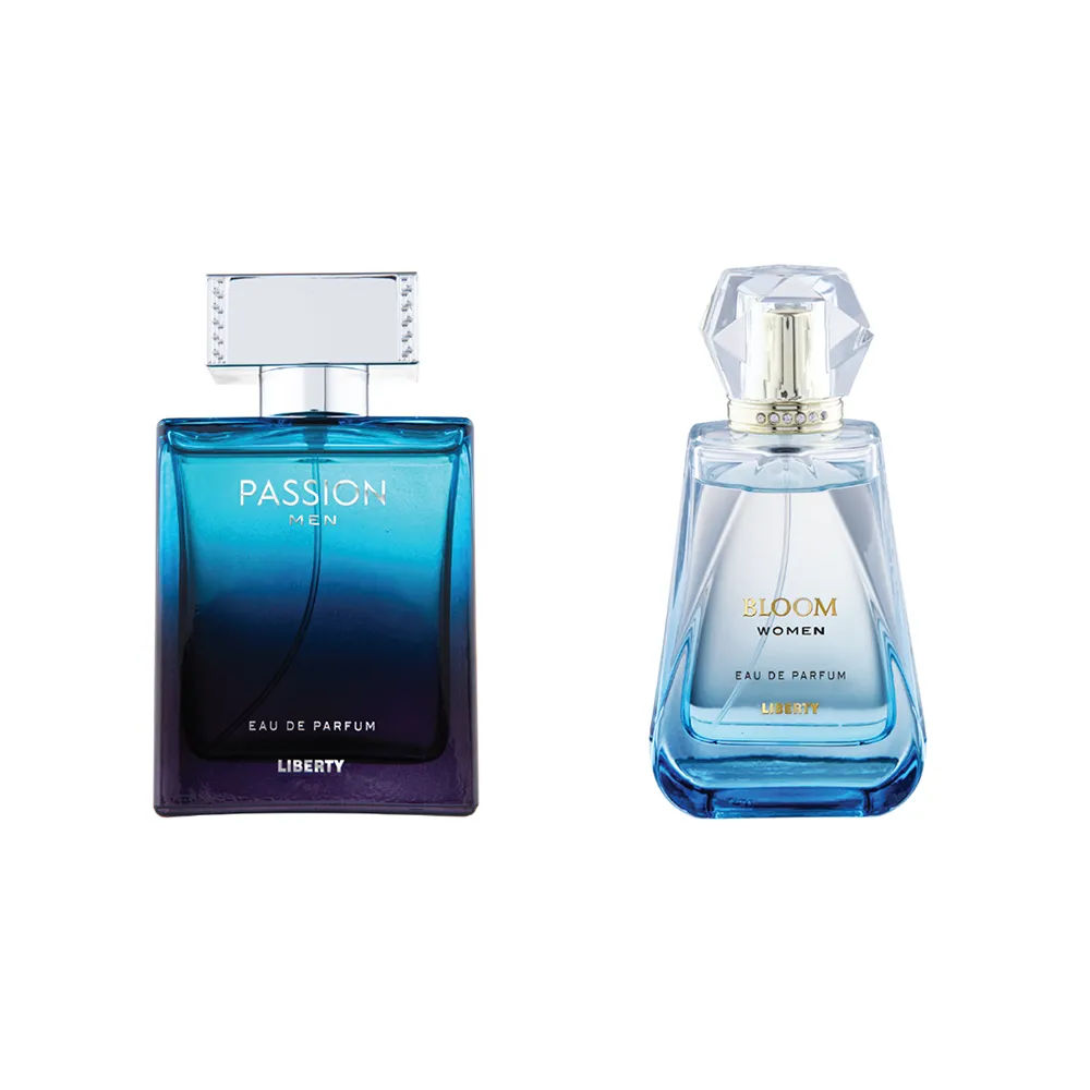 Liberty Luxury Gift Set - Passion for Men, Bloom for Women (100ml/3.4Oz each), Eau De Parfum (EDP), Crafted in France, Long Lasting Smell.