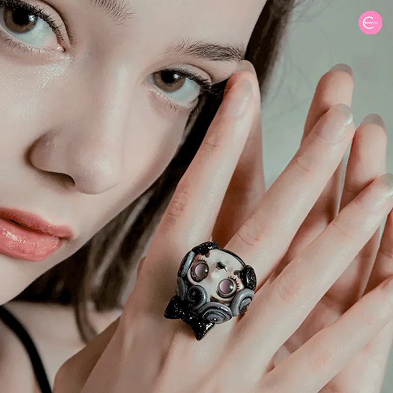 QUANDO Dark Milky Adjustable Sterling Silver Ring